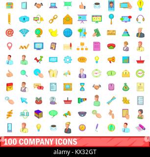 100 Unternehmen Icons set, cartoon-Stil Stock Vektor