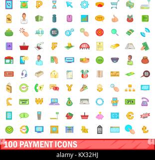 100 Icons, Cartoon Stil Stock Vektor