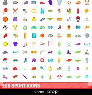 100 Sport-Icons set, cartoon-Stil Stock Vektor