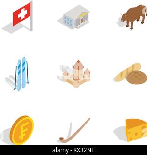 Herzlich willkommen auf der Schweiz Symbole gesetzt Stock Vektor