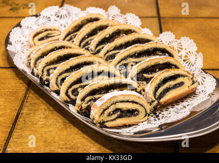 Deutsche Konditorei Mohn Strudel, mohnstrudel Stockfoto