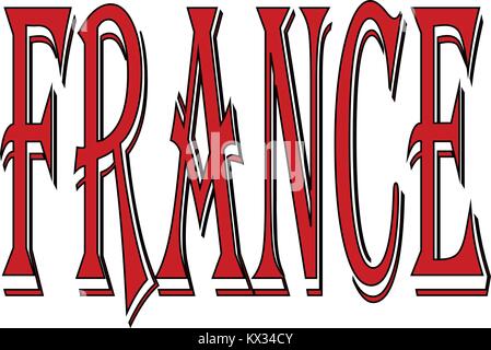 Frankreich Text zeichen Abbildung auf weißem Hintergrund Stock Vektor