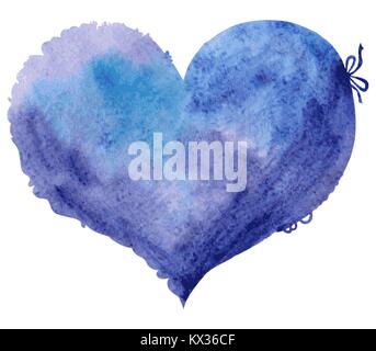 Aquarell lila Herz mit Licht und Schatten, von Hand bemalt Stock Vektor