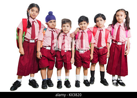 Gruppe Inder Schule Kinder, Schüler, Freunde zusammen Lächeln Stockfoto