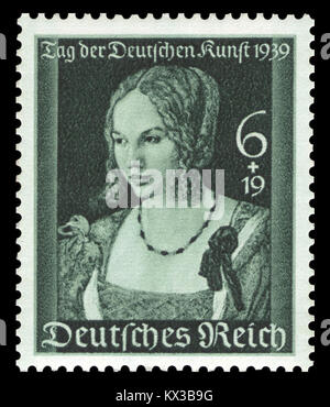 Junge Venezianerin ist ein Porträt von Albrecht Dürer aus dem Jahr 1939, das zum Tag der Deutschen Kunst entstand. Das Gemälde zeigt Dürers akribische Detailgenauigkeit und Porträtkompetenz. Stockfoto