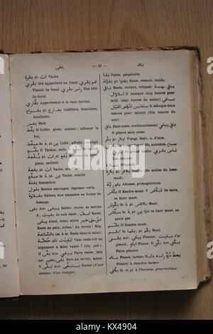 Wörterbuch Arabe-Fran çais par Alfred Nicolas (1938) p 19. Stockfoto