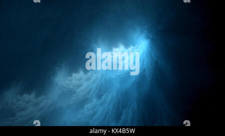 Blau leuchtende ätherische Plasma flame im Raum, Computer-generierte Zusammenfassung Hintergrund, 3D-Rendering Stockfoto