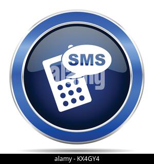 Sms-Vektor icon. Modernes Design Blau Silber metallisch glänzend Web- und mobile Anwendungen in der Eps 10. Stock Vektor