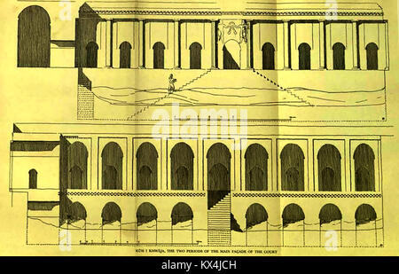 Historische Persien (Iran) im Jahr 1935 - Archäologie - KUH ICH KHWAJA veranschaulicht die zwei Perioden der Hauptfassade des Gerichtshofes Stockfoto