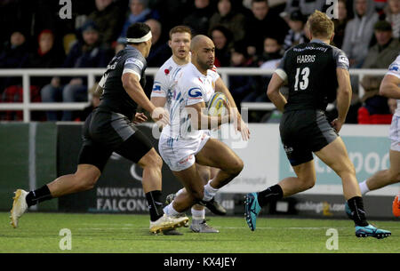 Exeter Chiefs Olly Woodburn macht eine Pause während des Aviva Premiership Gleichen bei Kingston Park, Newcastle. Stockfoto