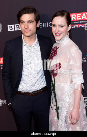 Beverly Hills, USA. 06 Jan, 2018. Jason Ralph und Rachel Brosnahan nehmen an der BAFTA Awards Los Angeles Saison Tea Party im Four Seasons Hotel Los Angeles at Beverly Hills am 6. Januar in Los Angeles, Kalifornien 2018. Credit: Geisler-Fotopress/Alamy leben Nachrichten Stockfoto