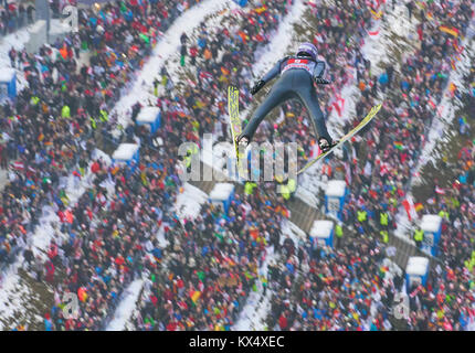 Bischofshofen, Österreich. 06 Jan, 2018. Letzten Tag Skispringen, Bischofshofen, 06 Januar, 2018 Andreas WELLINGER, GER in Aktion an der Vierschanzen Tournee, Skispringen vier Hill Turnier Männer in Bischofshofen, Österreich, 06. Dezember 2006, 2018, Saison 2017/2018 Quelle: Peter Schatz/Alamy leben Nachrichten Stockfoto