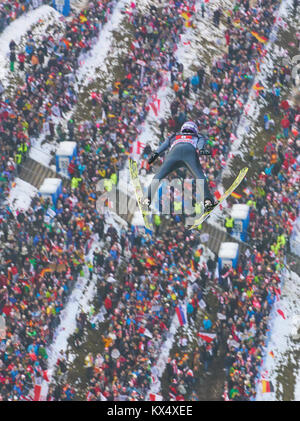 Bischofshofen, Österreich. 06 Jan, 2018. Letzten Tag Skispringen, Bischofshofen, 06 Januar, 2018 Andreas WELLINGER, GER in Aktion an der Vierschanzen Tournee, Skispringen vier Hill Turnier Männer in Bischofshofen, Österreich, 06. Dezember 2006, 2018, Saison 2017/2018 Quelle: Peter Schatz/Alamy leben Nachrichten Stockfoto