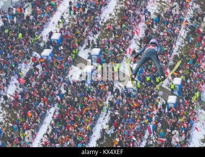 Bischofshofen, Österreich. 06 Jan, 2018. Letzten Tag Skispringen, Bischofshofen, 06 Januar, 2018 Andreas WELLINGER, GER in Aktion an der Vierschanzen Tournee, Skispringen vier Hill Turnier Männer in Bischofshofen, Österreich, 06. Dezember 2006, 2018, Saison 2017/2018 Quelle: Peter Schatz/Alamy leben Nachrichten Stockfoto