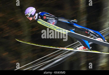 Bischofshofen, Österreich. 06 Jan, 2018. Letzten Tag Skispringen, Bischofshofen, 06 Januar, 2018 Andreas WELLINGER, GER in Aktion an der Vierschanzen Tournee, Skispringen vier Hill Turnier Männer in Bischofshofen, Österreich, 06. Dezember 2006, 2018, Saison 2017/2018 Quelle: Peter Schatz/Alamy leben Nachrichten Stockfoto