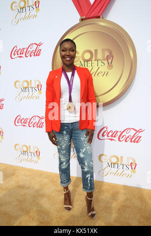 West Hollywood, CA, USA. 6. Januar, 2018. 06. Januar 2018 - West Hollywood, Kalifornien - Carmelita Jeter. 5. Geburtstag 'Gold erfüllt Golden'' Veranstaltung im Haus auf Sonnenuntergang statt. 2018 Gold Treffen Golden ist ein Hollywood Send-Off zu den Athleten, die in der bevorstehenden PyeongChang Winter Spiele, mit einem speziellen Fokus auf der Stärkung der Frauen in Hollywood & Sport. Photo Credit: F. Sadou/AdMedia Credit: F. Sadou/AdMedia/ZUMA Draht/Alamy leben Nachrichten Stockfoto