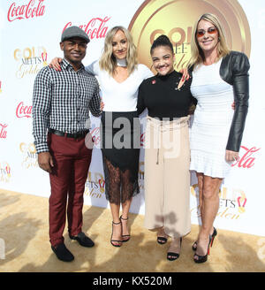 West Hollywood, CA, USA. 6. Januar, 2018. 06. Januar 2018 - West Hollywood, Kalifornien - John Orozco, Nastia Liukin, Laurie Hernandez, Nadia Comaneci. 5. Geburtstag 'Gold erfüllt Golden'' Veranstaltung im Haus auf Sonnenuntergang statt. 2018 Gold Treffen Golden ist ein Hollywood Send-Off zu den Athleten, die in der bevorstehenden PyeongChang Winter Spiele, mit einem speziellen Fokus auf der Stärkung der Frauen in Hollywood & Sport. Photo Credit: F. Sadou/AdMedia Credit: F. Sadou/AdMedia/ZUMA Draht/Alamy leben Nachrichten Stockfoto