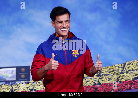 Barcelona, Spanien. 07 Jan, 2018. Philippe Coutinho Photocall, neue FC Barcelona Spieler Credit: Joma/Alamy leben Nachrichten Stockfoto