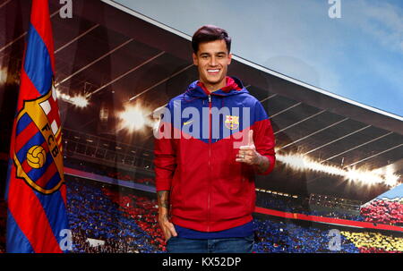 Barcelona, Spanien. 07 Jan, 2018. Philippe Coutinho Photocall, neue FC Barcelona Spieler Credit: Joma/Alamy leben Nachrichten Stockfoto