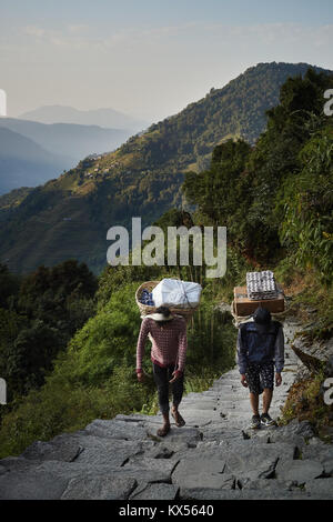 Nepali Torhüter, Chomrong, Annapurna Massivs, Nepal Stockfoto