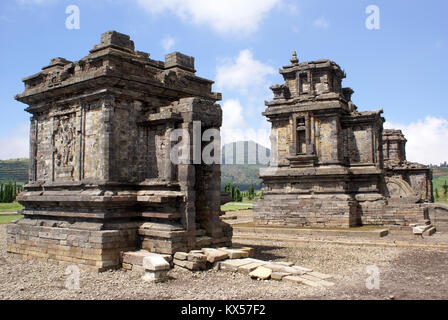 Tempel in Arjuna Komplex auf der Hochebene Dieng, Java, Indonesien Stockfoto