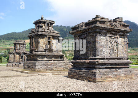 Arjuna Komplex auf Dieng Plateau, Java, Indonesien Stockfoto