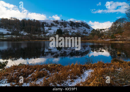 Schneefall in der walisischen Berge um Dol-y-mynach Behälter Rhayader Powys UK Stockfoto