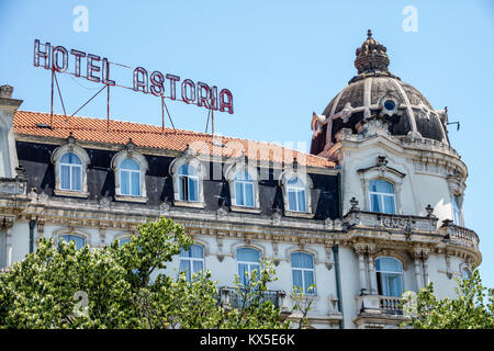 Coimbra Portugal, historisches Zentrum, Largo da Portagem, Hauptplatz, Astoria Hotel, 1926, Wahrzeichen, Pariser Jugendstilarchitektur, Adaes Bermudes, Außenansicht Stockfoto