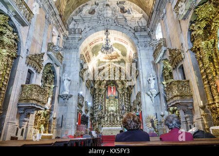 Porto Portugal, historisches Zentrum, Igreja do Carmo, Kirche, katholisch, innen, Gilde, Altar, Barock, hispanisch, Einwanderer, Portugiesisch, PT1707070 Stockfoto