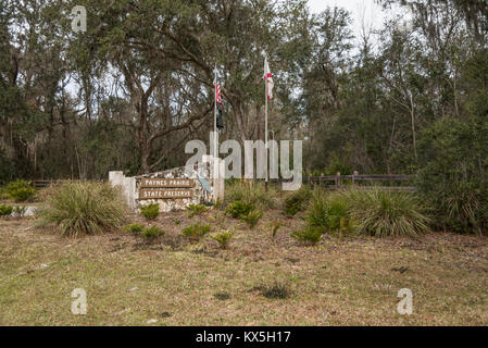 Paynes Prairie Schild auf SR 441 Florida Stockfoto