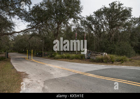 Paynes Prairie Schild auf SR 441 Florida Stockfoto