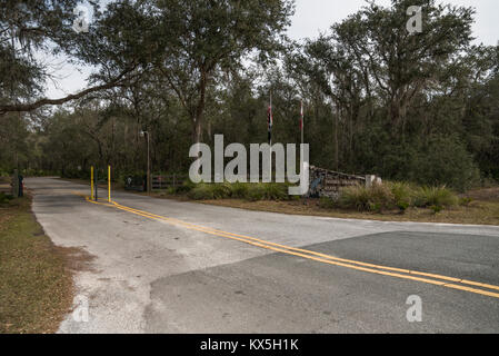 Paynes Prairie Schild auf SR 441 Florida Stockfoto