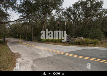 Paynes Prairie Schild auf SR 441 Florida Stockfoto