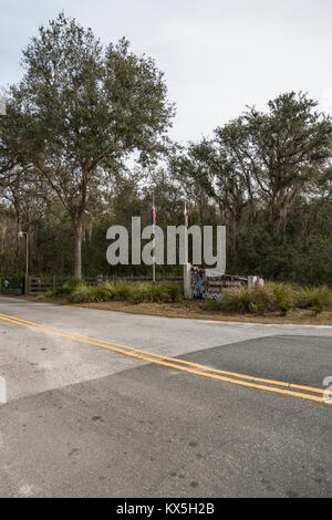 Paynes Prairie Schild auf SR 441 Florida Stockfoto