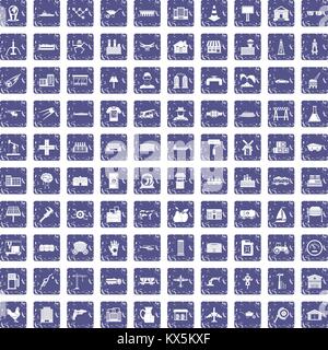 100 Industrie Icons Set grunge Sapphire Stock Vektor