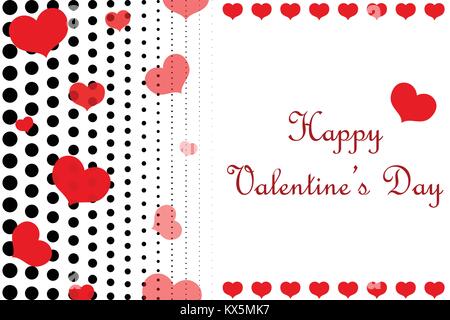 Gepunktete Happy Valentine's Day Hintergrund mit Herzen. Eps 10 Vektor. Stock Vektor
