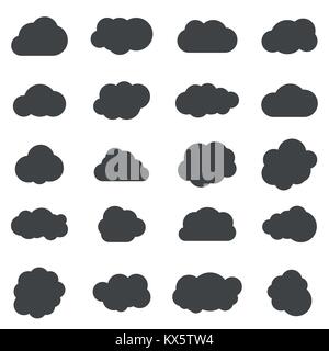Vektor schwarze Wolke Formen auf weißem Hintergrund Stock Vektor