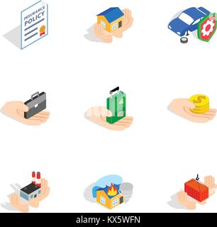 Sichern Symbole, isometrische 3D-Stil Stock Vektor