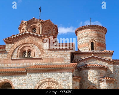 Atemberaubende verzierte Fassade der St. Clement's Church in Ohrid, Mazedonien Stockfoto