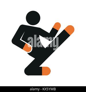 Einfache Flying Kick Karate Sport Abbildung Symbol Vektor Illustration Graphic Design Stock Vektor