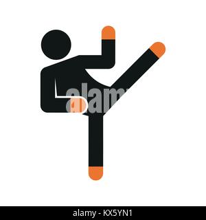 Einfache Karate Kick Sport Abbildung Symbol Vektor Illustration Graphic Design Stock Vektor