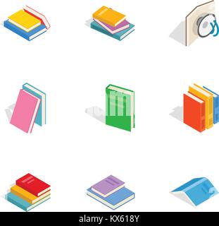Bücher Icons, isometrische 3D-Stil Stock Vektor
