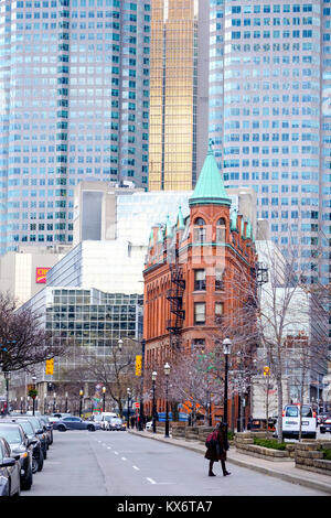 Die gooderham Gebäude, Flatiron Building, Downtown Toronto Financial District Office Towers, Toronto, Ontario, Kanada. Stockfoto