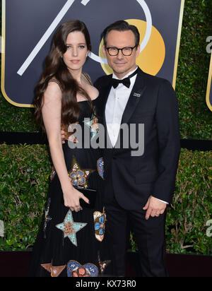 Beverly Hills, Kalifornien, USA. 07 Jan, 2018. Bretagne Lopez, Christian Slater048 besucht die 75. jährliche Golden Globe Awards Zeremonie im Beverly Hilton Hotel in Beverly Hills. CA. Januar 2018 Quelle: Tsuni/USA/Alamy leben Nachrichten Stockfoto