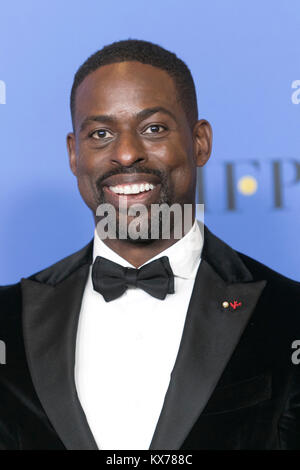 Los Angeles, USA. 7 Jan, 2018. Sterling K. Braun stellt im Presseraum des 75. jährlichen Golden Globe Awards, Golden Globes, im Beverly Hilton Hotel in Beverly Hills, Los Angeles, USA, am 07. Januar 2018. Credit: Hubert Boesl · KEINE LEITUNG SERVICE · Credit: Hubert Boesl/dpa/Alamy leben Nachrichten Stockfoto