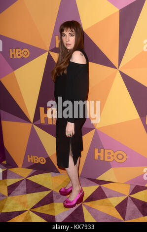 Beverly Hills, Kalifornien, USA. 7 Jan, 2018. Lena Dunham an der HBO Golden Globes After Party, Beverly Hilton, Beverly Hills, Kalifornien am 7. Januar 2018. Quelle: David Edwards/MediaPunch Stockfoto