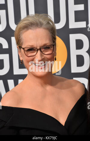 Los Angeles, USA. 07 Jan, 2018. Meryl Streep beim 75. jährlichen Golden Globe Awards im Beverly Hilton Hotel, Beverly Hills Credit: Sarah Stewart/Alamy leben Nachrichten Stockfoto