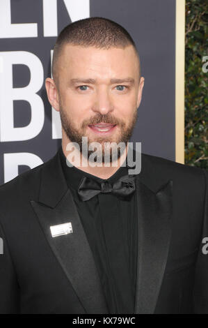 Los Angeles, Kalifornien, USA. 7 Jan, 2018. Schauspieler und Sänger Justin Timberlake am 75. jährlichen Golden Globe Awards - Ankunft im Beverly Hilton Hotel, Los Angeles, CA. Credit: Paul Fenton/ZUMA Draht/Alamy leben Nachrichten Stockfoto