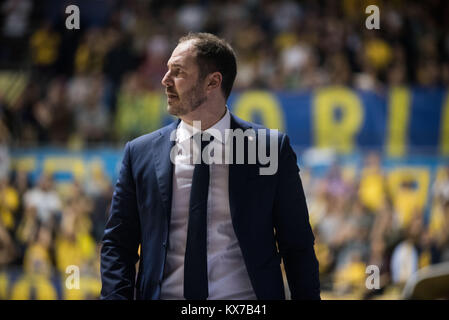 Turin, Italien. 07 Jan, 2018. Andrea Diana während der Serie A Basketball Match Fiat Torino Auxilium vs Warenkorb Brecia Leonessa. Fiat Torino Auxilum gewann 95-86 in Turin, Pala Ruffini, Italien 7. Januar 2017. Credit: Alberto Gandolfo/Alamy leben Nachrichten Stockfoto