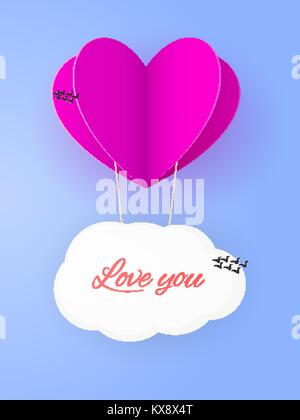 Antenne liebe Faltblatt mit Herz aus Papier und clod Stock Vektor